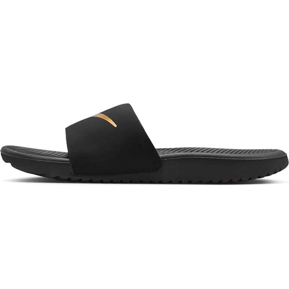 NWT Nike Unisex Kawa Slide Sandal, Black/Metallic Gold, 5  Big Kid